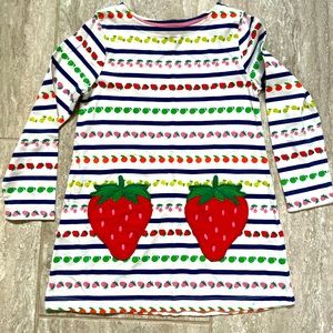 Mini Boden long sleeve strawberry appliqué tunic !!